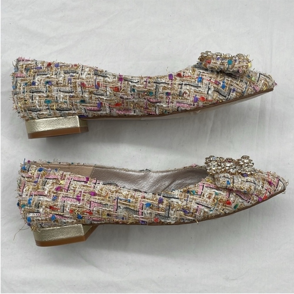 NEW! Anthropologie ELIA B Spain Made Tweed Flats With Jewel Front. EU36. - Picture 11 of 14